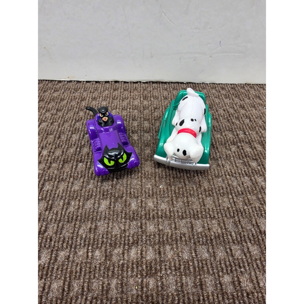 Vintage McDonalds Toy Lot 1991 Catwoman Catmobile & 2000 102 Dalmatians Car